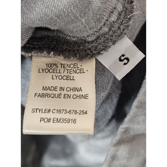 Cloth and Stone Anthropologie Small Chambray Gray Tencel Top Lace Up Back - Picture 4 of 7